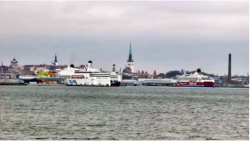 Die Fhrschiffe in Tallinns Hafen brauchen fr die 80 km bis Helsinki nur 2 Stunden. Viele Esten fahren nach Finnland in die Arbeit. 